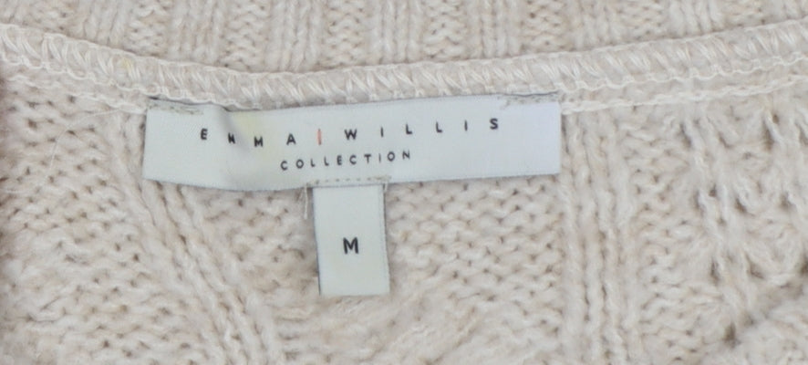 Emma Willis Women Ivory M Cable Knit Crew Neck Jumper
