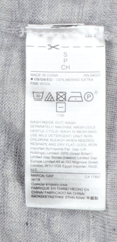 GAP Women’s Grey Merino Wool Crew Neck Pullover Jumper S Petite