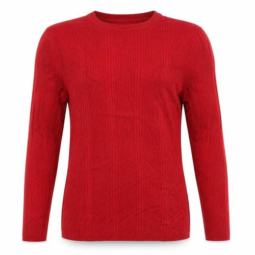 Marks & Spencer Women Red UK 14 Ribbed Knit Crew Neck Pullover Jumper