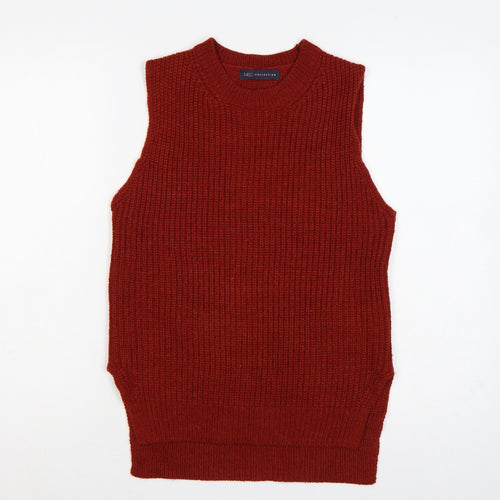 Marks and Spencer Women Brown UK 10 Sleeveless Rib Knit Jumper Vest