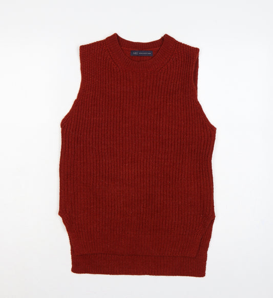 Marks and Spencer Women Brown UK 10 Sleeveless Rib Knit Jumper Vest