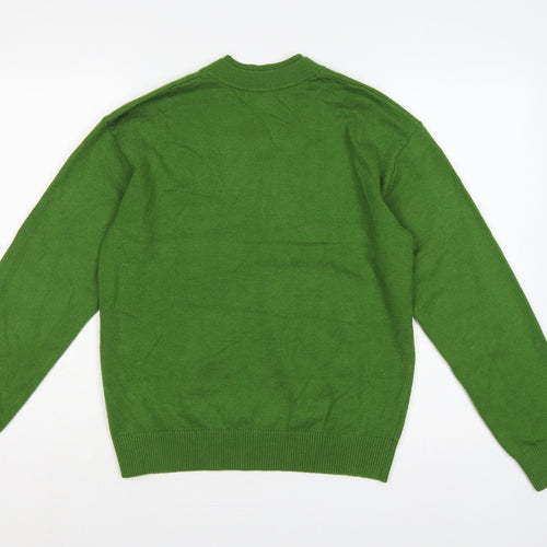 Marks and Spencer Women Green S V-Neck Knit Pullover Jumper