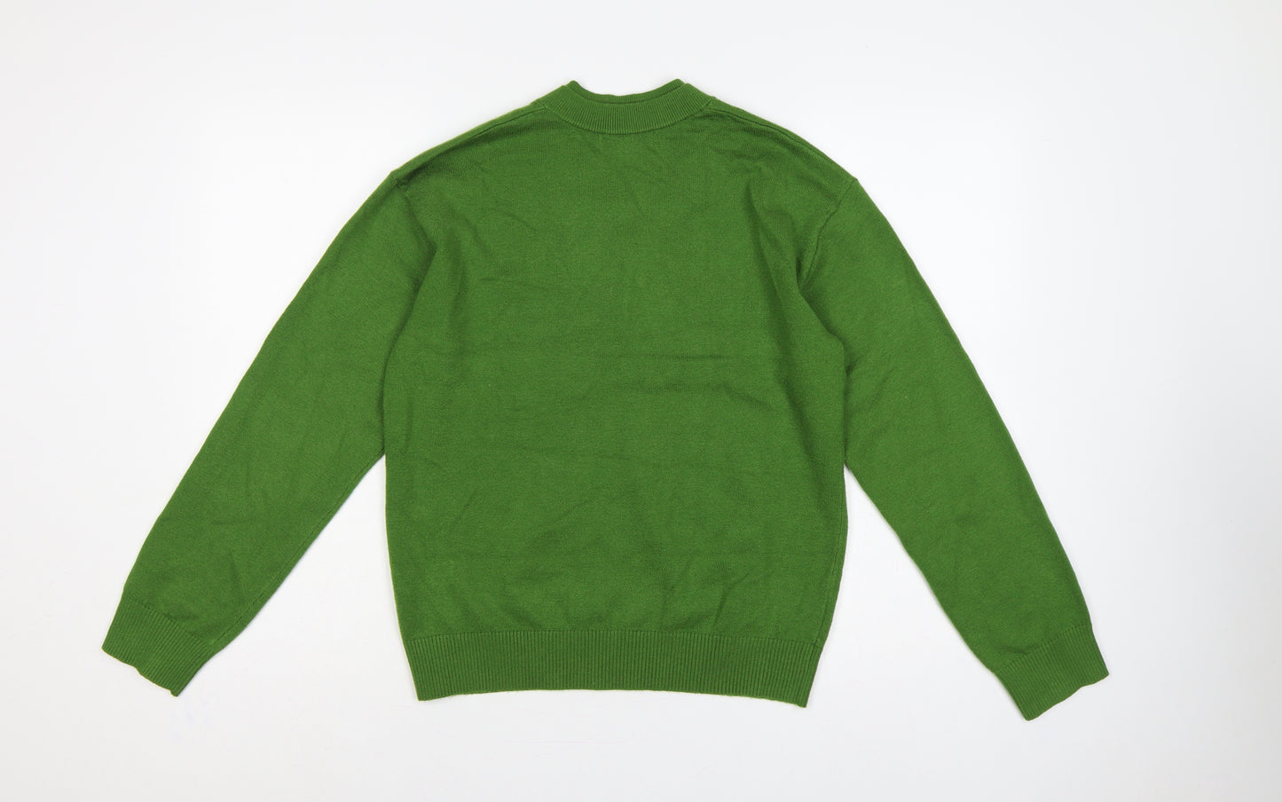 Marks and Spencer Women Green S V-Neck Knit Pullover Jumper