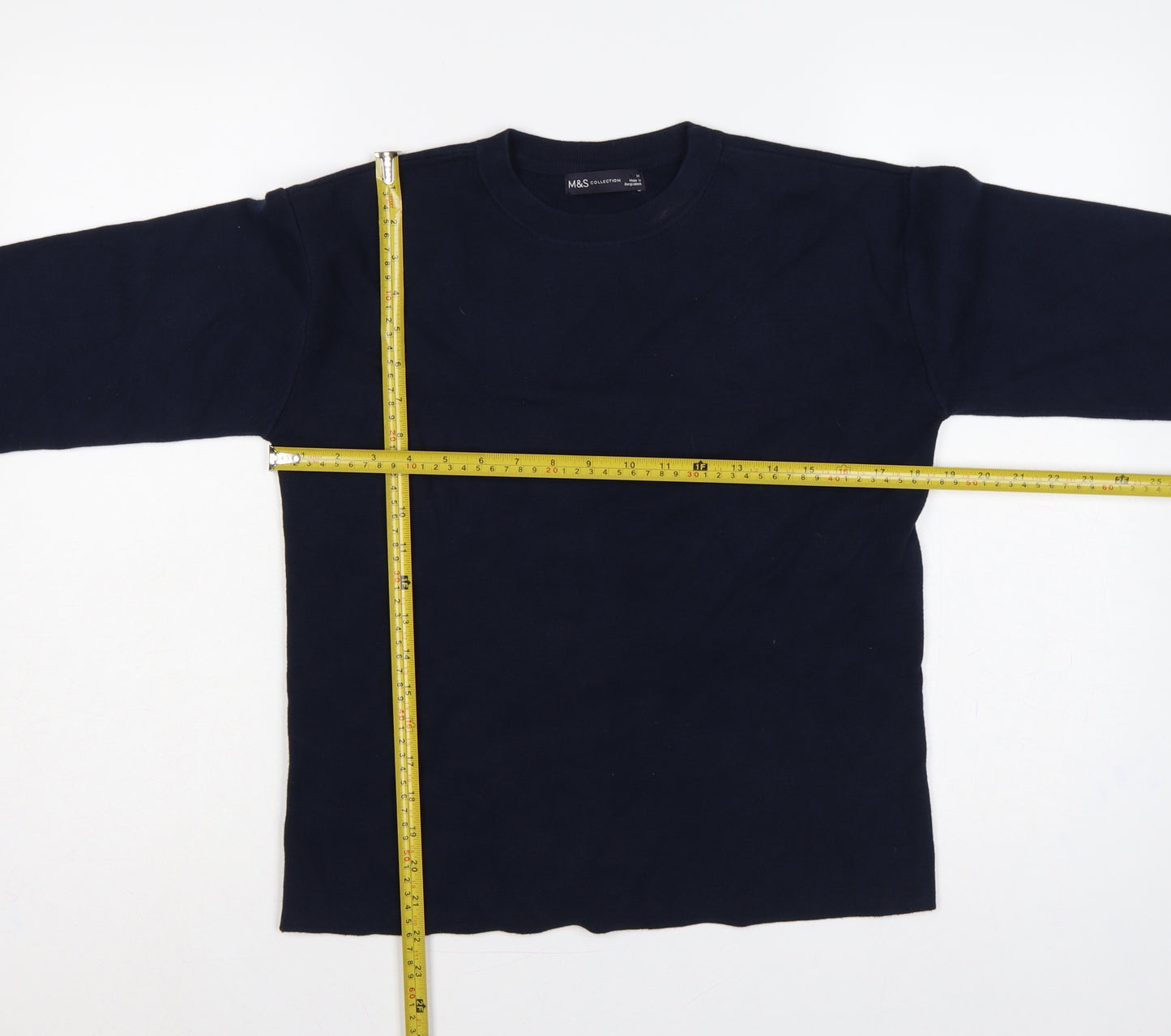 Marks and Spencer Women Blue M Crew Neck Cotton Knit Jumper
