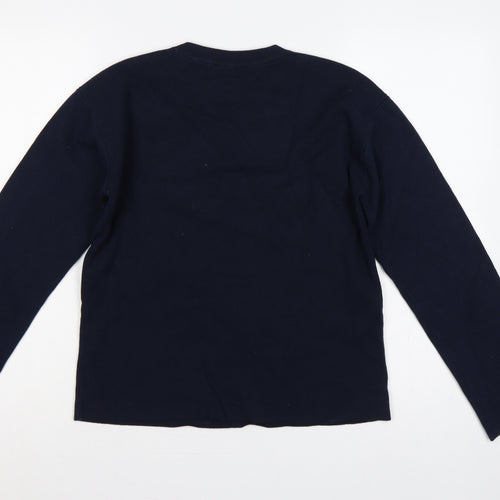 Marks and Spencer Women Blue M Crew Neck Cotton Knit Jumper