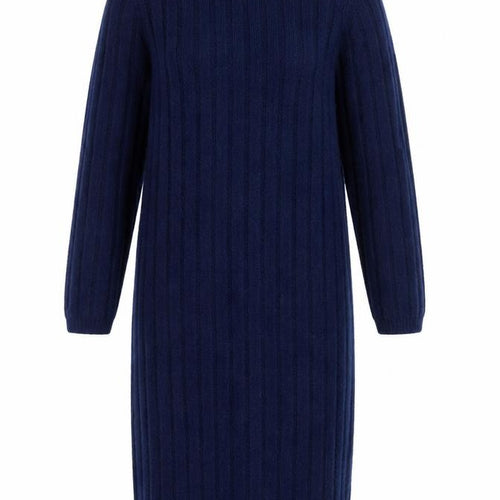ASOS Design Women Blue UK 14 Long Rib Knit Roll Neck Jumper Dress
