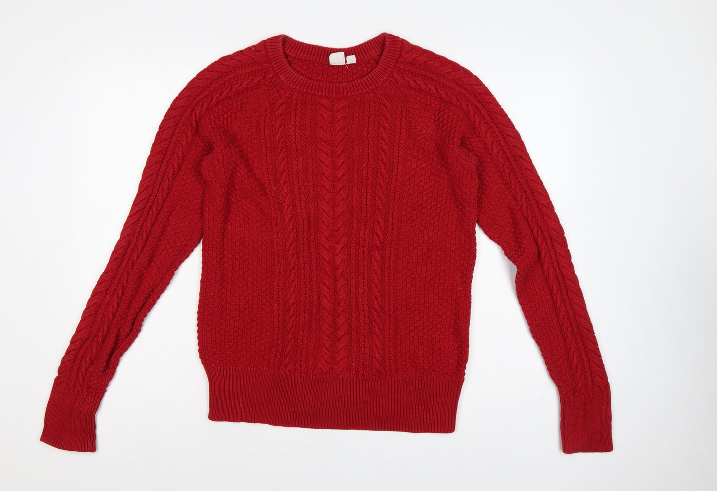 GAP Women Red M Tall Cable-Knit Cotton Crew Neck Jumper
