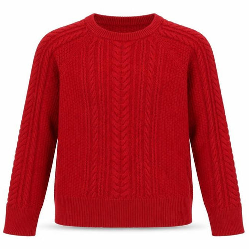 GAP Women Red M Tall Cable-Knit Cotton Crew Neck Jumper
