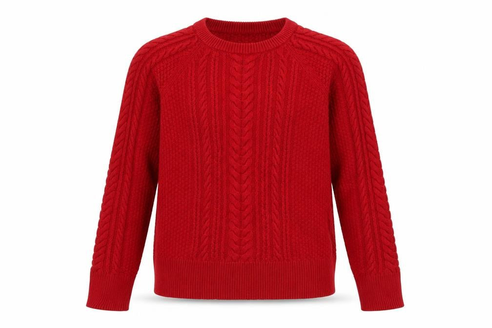 GAP Women Red M Tall Cable-Knit Cotton Crew Neck Jumper