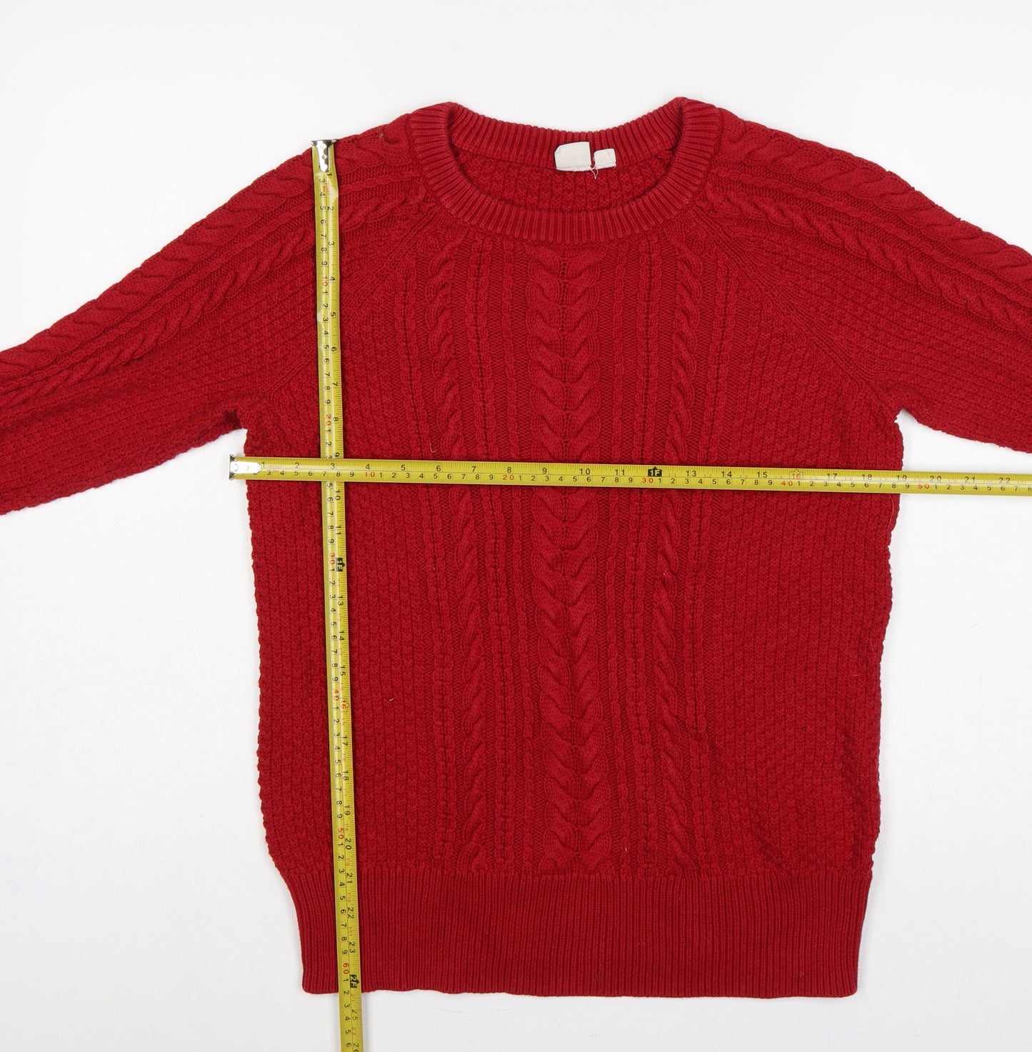 GAP Women Red M Tall Cable-Knit Cotton Crew Neck Jumper