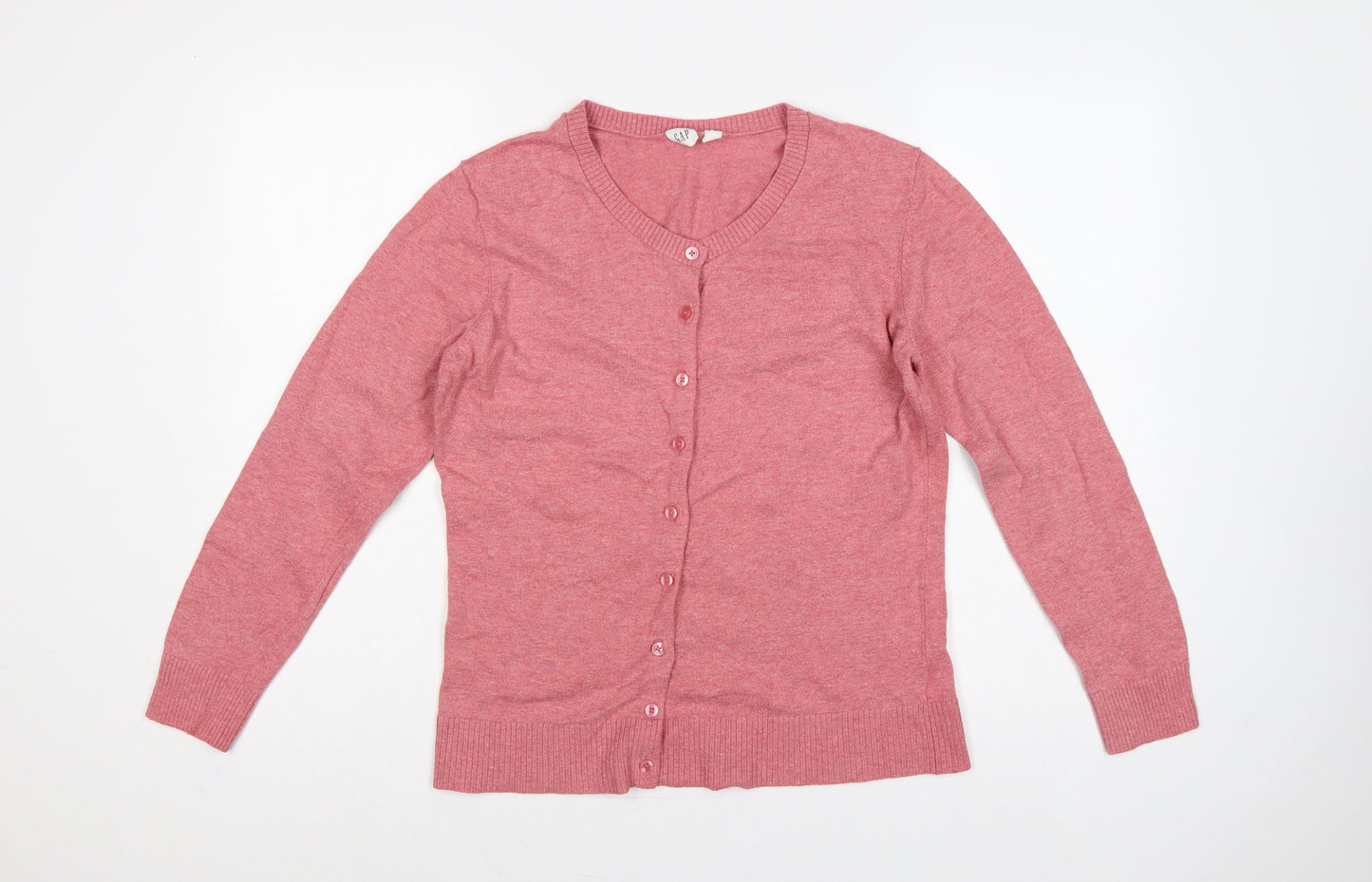 GAP Women’s Pink L Button Front Round Neck Knit Cardigan