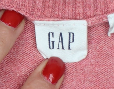 GAP Women’s Pink L Button Front Round Neck Knit Cardigan