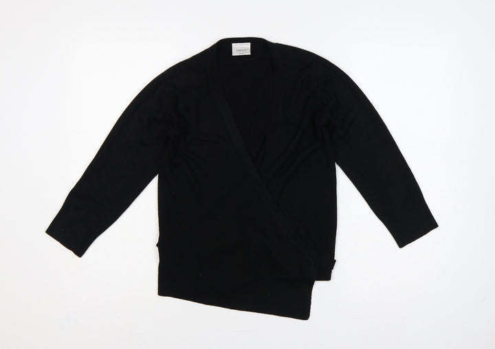 Next Women Black UK 10 Wrap Cardigan Belted Long Sleeve Knit