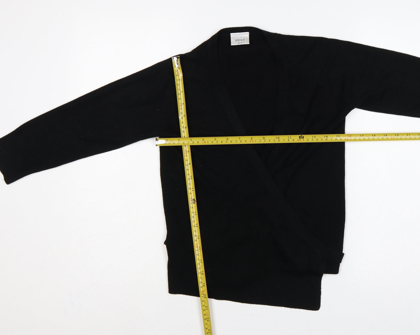 Next Women Black UK 10 Wrap Cardigan Belted Long Sleeve Knit