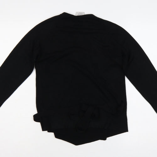 Next Women Black UK 10 Wrap Cardigan Belted Long Sleeve Knit