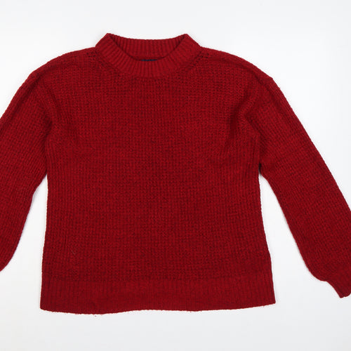 American Eagle Women Red XS Mock Neck Waffle Knit Jumper