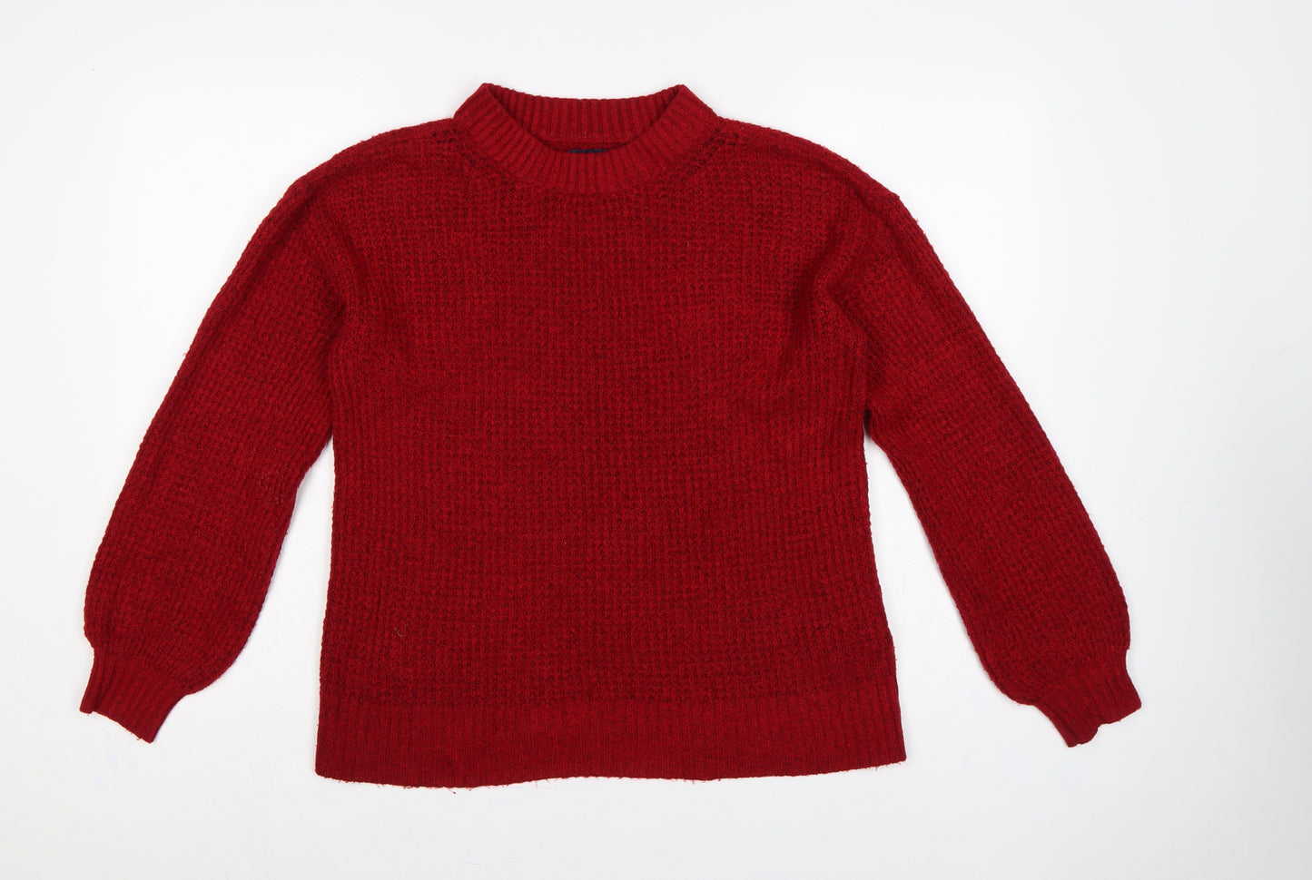 American Eagle Women Red XS Mock Neck Waffle Knit Jumper