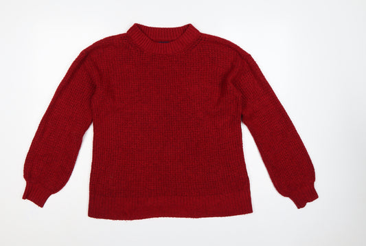 American Eagle Women Red XS Mock Neck Waffle Knit Jumper