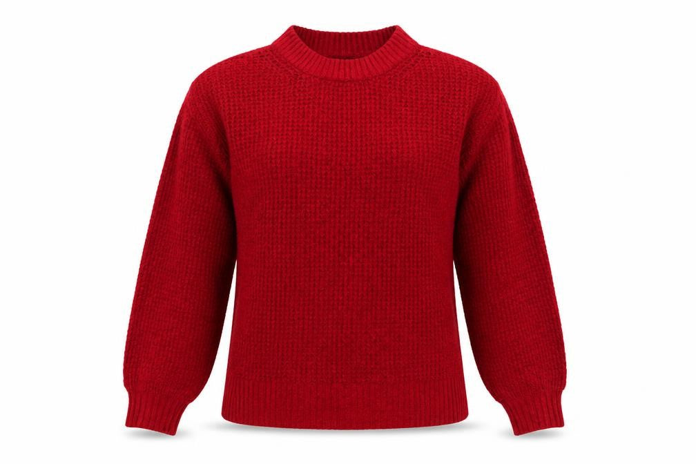 American Eagle Women Red XS Mock Neck Waffle Knit Jumper