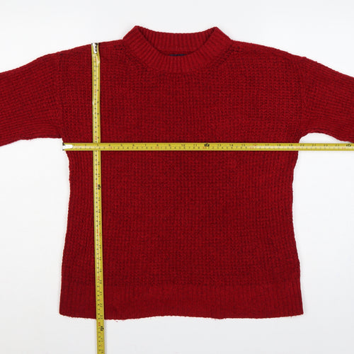 American Eagle Women Red XS Mock Neck Waffle Knit Jumper