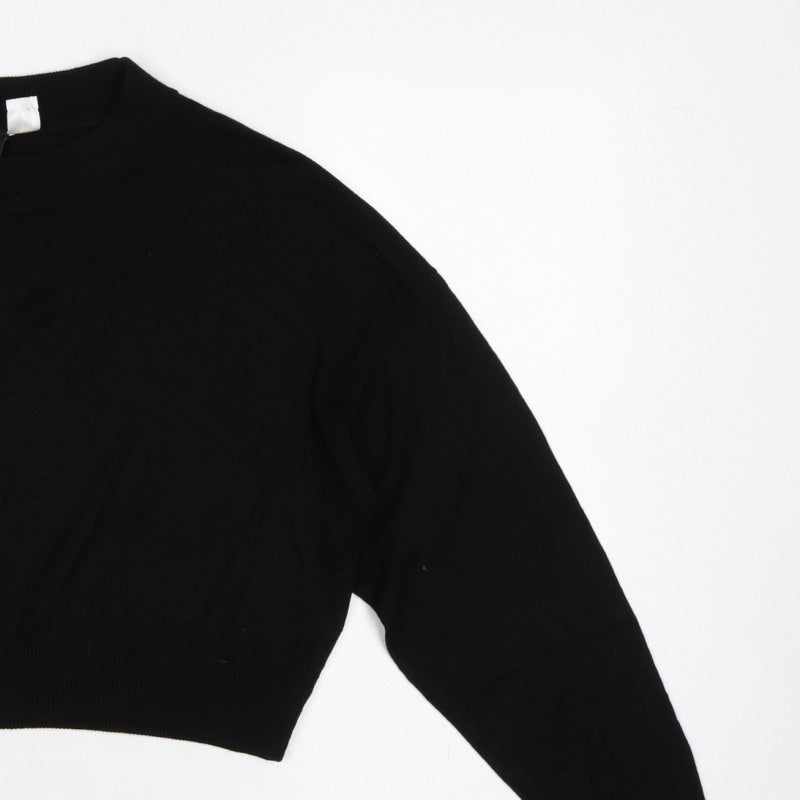 H&M Divided Women’s Black S Cropped Balloon Sleeve Knit Pullover Jumper