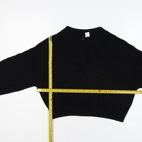 H&M Divided Women’s Black S Cropped Balloon Sleeve Knit Pullover Jumper