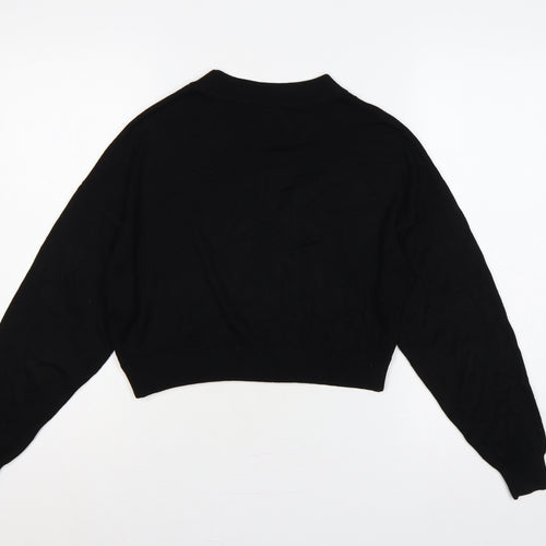 H&M Divided Women’s Black S Cropped Balloon Sleeve Knit Pullover Jumper
