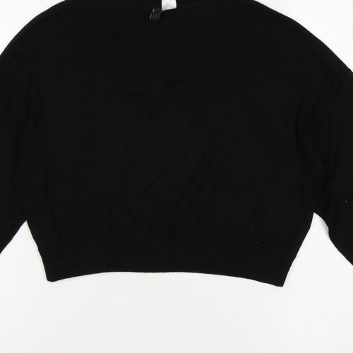 H&M Divided Women’s Black S Cropped Balloon Sleeve Knit Pullover Jumper