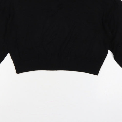 H&M Divided Women’s Black S Cropped Balloon Sleeve Knit Pullover Jumper
