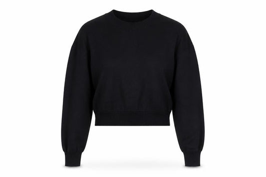 H&M Divided Women’s Black S Cropped Balloon Sleeve Knit Pullover Jumper