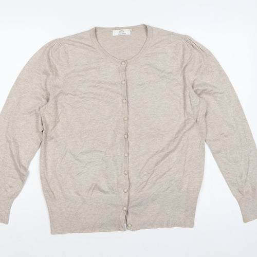 Marks and Spencer Women Beige Size 20 Button Knit Cardigan