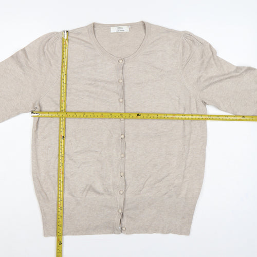 Marks and Spencer Women Beige Size 20 Button Knit Cardigan
