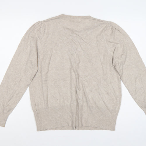 Marks and Spencer Women Beige Size 20 Button Knit Cardigan