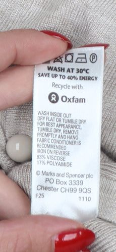 Marks and Spencer Women Beige Size 20 Button Knit Cardigan