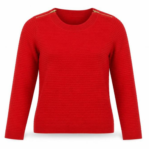 Marks and Spencer Women Red Size 10 Round Neck Zip Shoulder Jumper