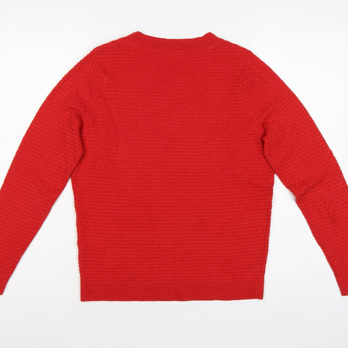 Marks and Spencer Women Red Size 10 Round Neck Zip Shoulder Jumper
