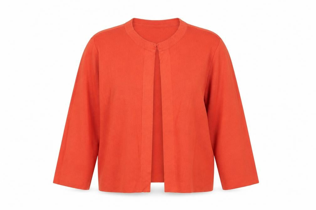 Front view of Marks & Spencer Women's Orange XL Open V-Neck Cardigan