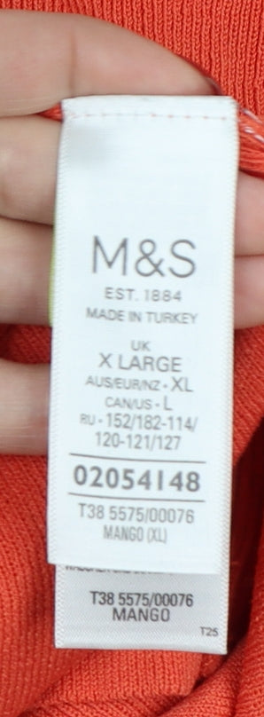 Marks and Spencer Women's Orange XL Open V-Neck Cardigan