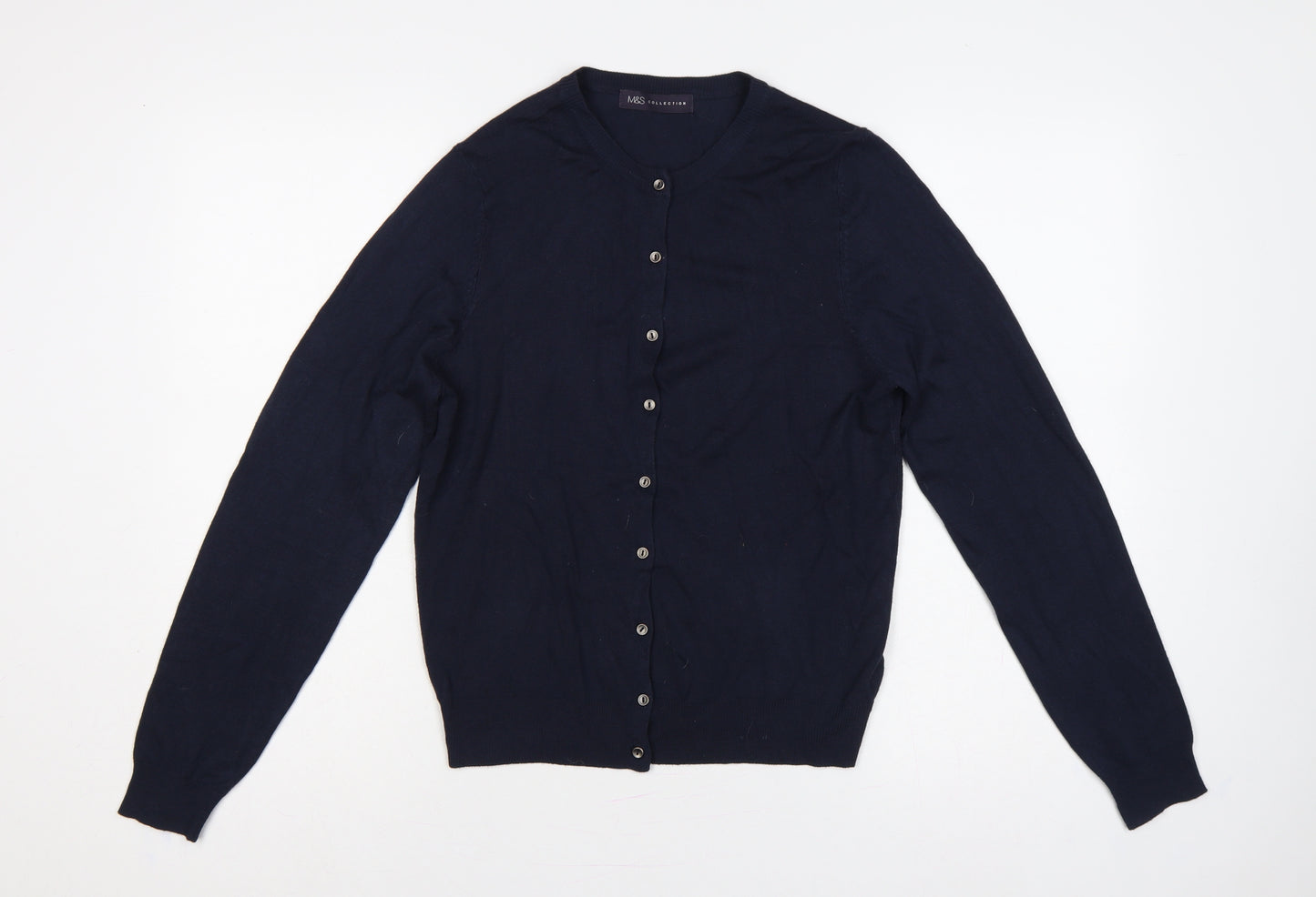 Marks & Spencer Women Blue Size 14 Button Knit Cardigan