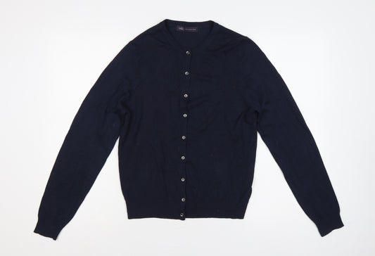 Marks & Spencer Women Blue Size 14 Button Knit Cardigan