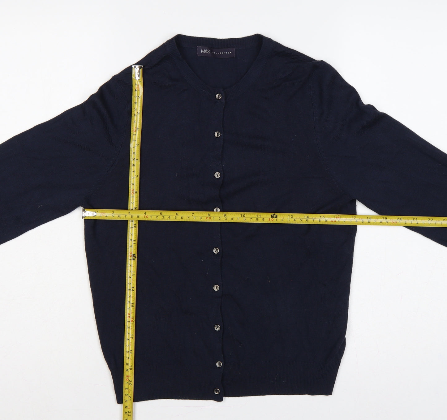 Marks & Spencer Women Blue Size 14 Button Knit Cardigan
