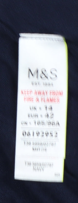 Marks & Spencer Women Blue Size 14 Button Knit Cardigan