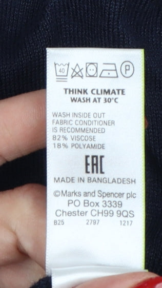 Marks & Spencer Women Blue Size 14 Button Knit Cardigan
