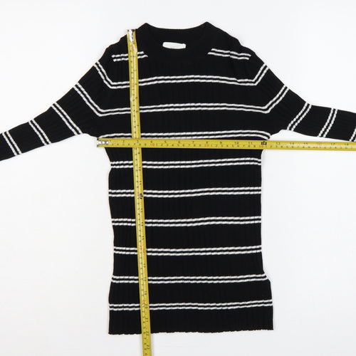 H&M Women Black White Stripe Rib Knit Pullover Jumper XS