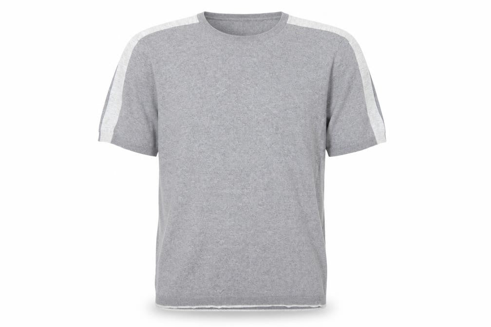 Front view of Marks & Spencer Men Grey L Cotton Knit Short Sleeve jumper