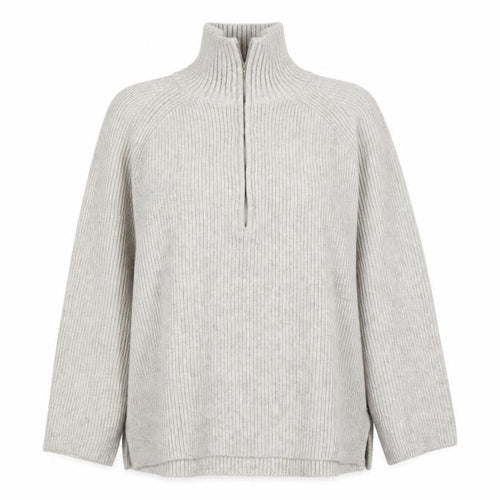 H&M Women’s Beige UK 20 Rib Knit 1/2 Zip High Neck Jumper