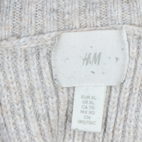 H&M Women’s Beige UK 20 Rib Knit 1/2 Zip High Neck Jumper