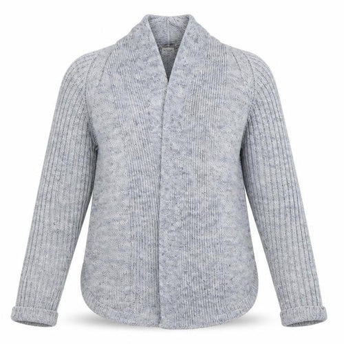M&S Women Blue UK 12 Open Front Cable Knit Linen Blend Cardigan