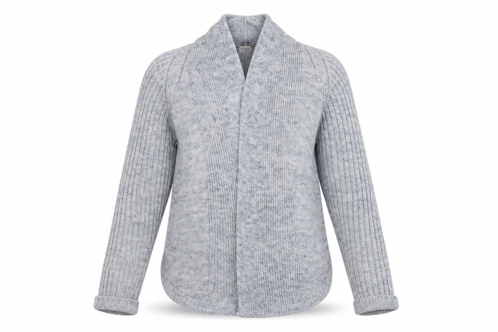 M&S Women Blue UK 12 Open Front Cable Knit Linen Blend Cardigan