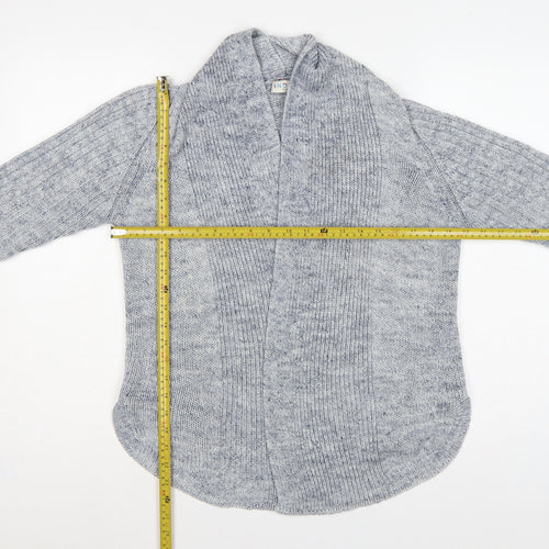 M&S Women Blue UK 12 Open Front Cable Knit Linen Blend Cardigan